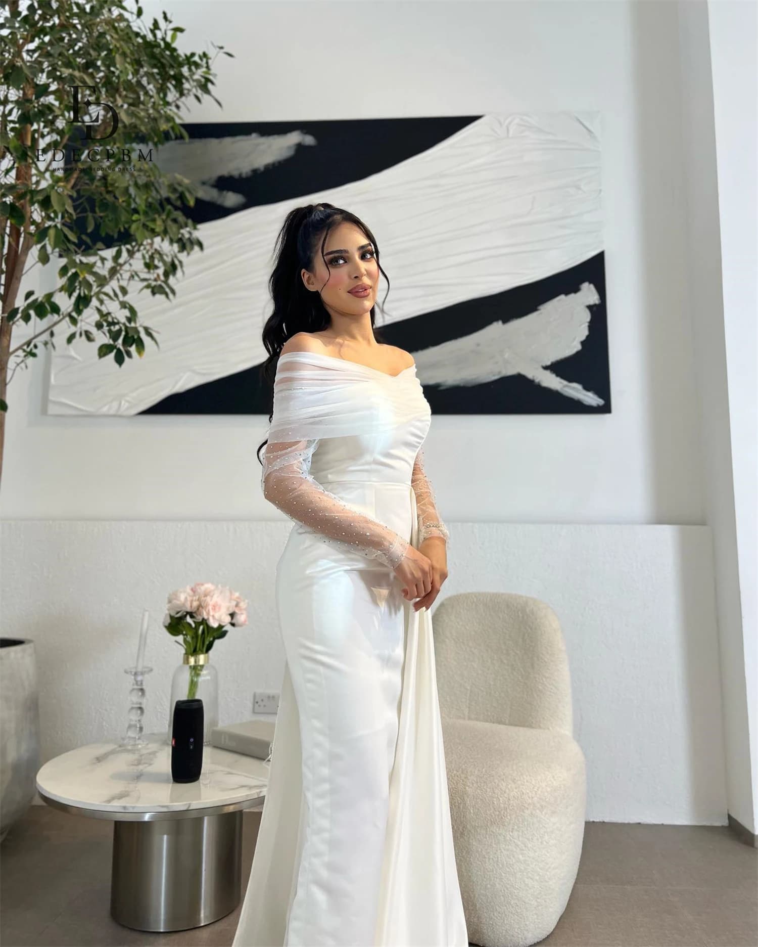 EDECPBM Abito da sposa a sirena per festa di nozze personalizzato Abito da sposa di grandi dimensioni Abiti da sera di lusso Abito da sera da sposa
