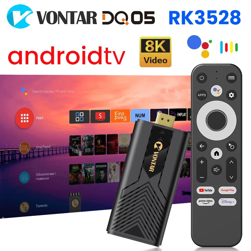 VONTAR DQ05 4G 32G TV Stick Android13 ATV UI Rockchip RK3528 Quad Core 64bit Cortex A53 supporto 8K Video 4K 60fps Wifi6 BT5.0