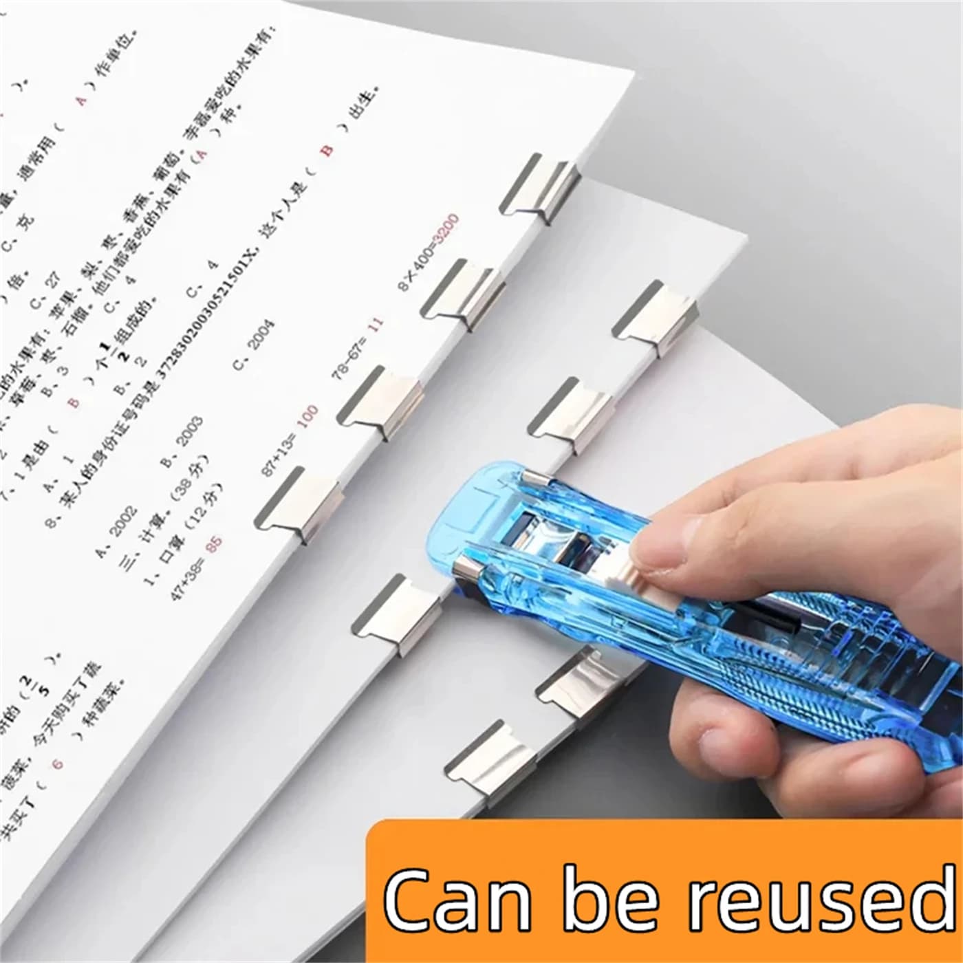 Mini Traceless morsetto a mano riutilizzabile cucitrice a pressione File di libri di carta ufficio scuola studente raccoglitore strumenti di rilegatura forniture accessori