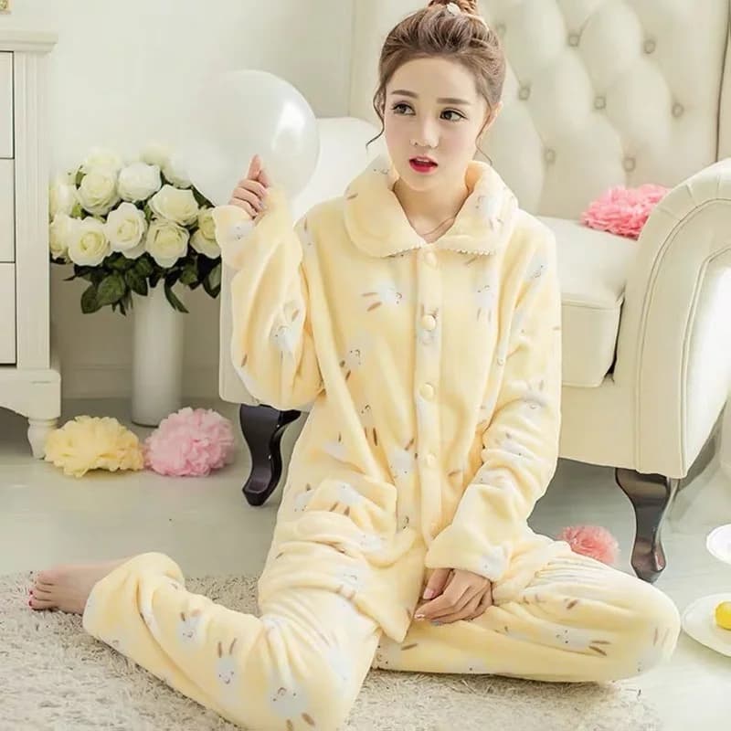 Pigiama invernale da donna in flanella giallo, completo da casa senza maniche con scollo rotondo, in morbido e confortevole materiale, camicia da notte