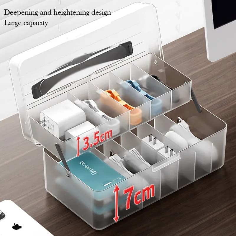Scatola di gestione dei cavi in plastica trasparente Organizzatore elettronico per l'home office Organizzatore di caricabatterie portatile Scatola di immagazzinaggio dei cavi trasparente