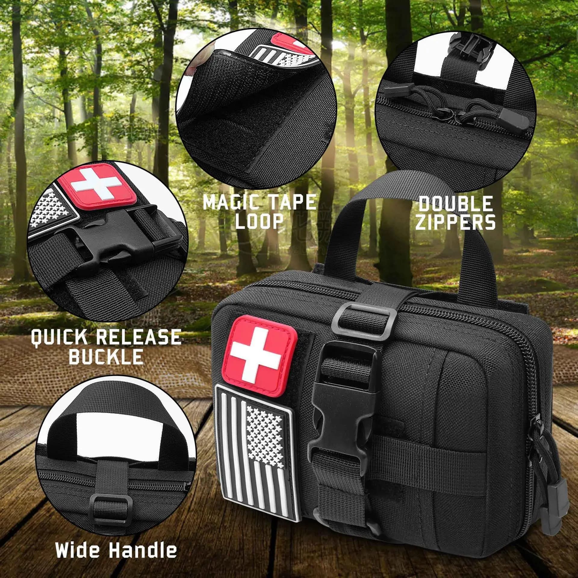 Custodia tattica EMT 1000D Aggiornamento IFAK Kit di pronto soccorso strappabile Cintura tattica piccola Custodia di pronto soccorso Molle Custodia medica da campeggio