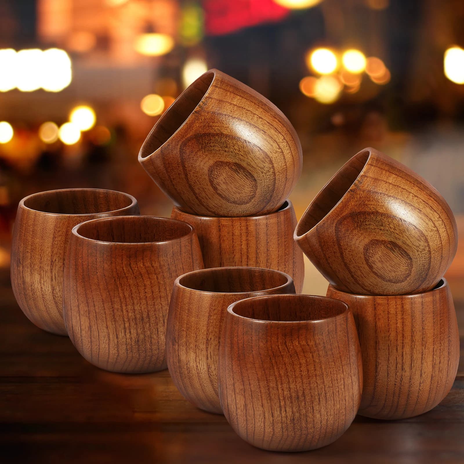 Kit di 8 bicchieri in legno per whisky, riutilizzabili e versatili, tazze robuste ed eleganti per uomo