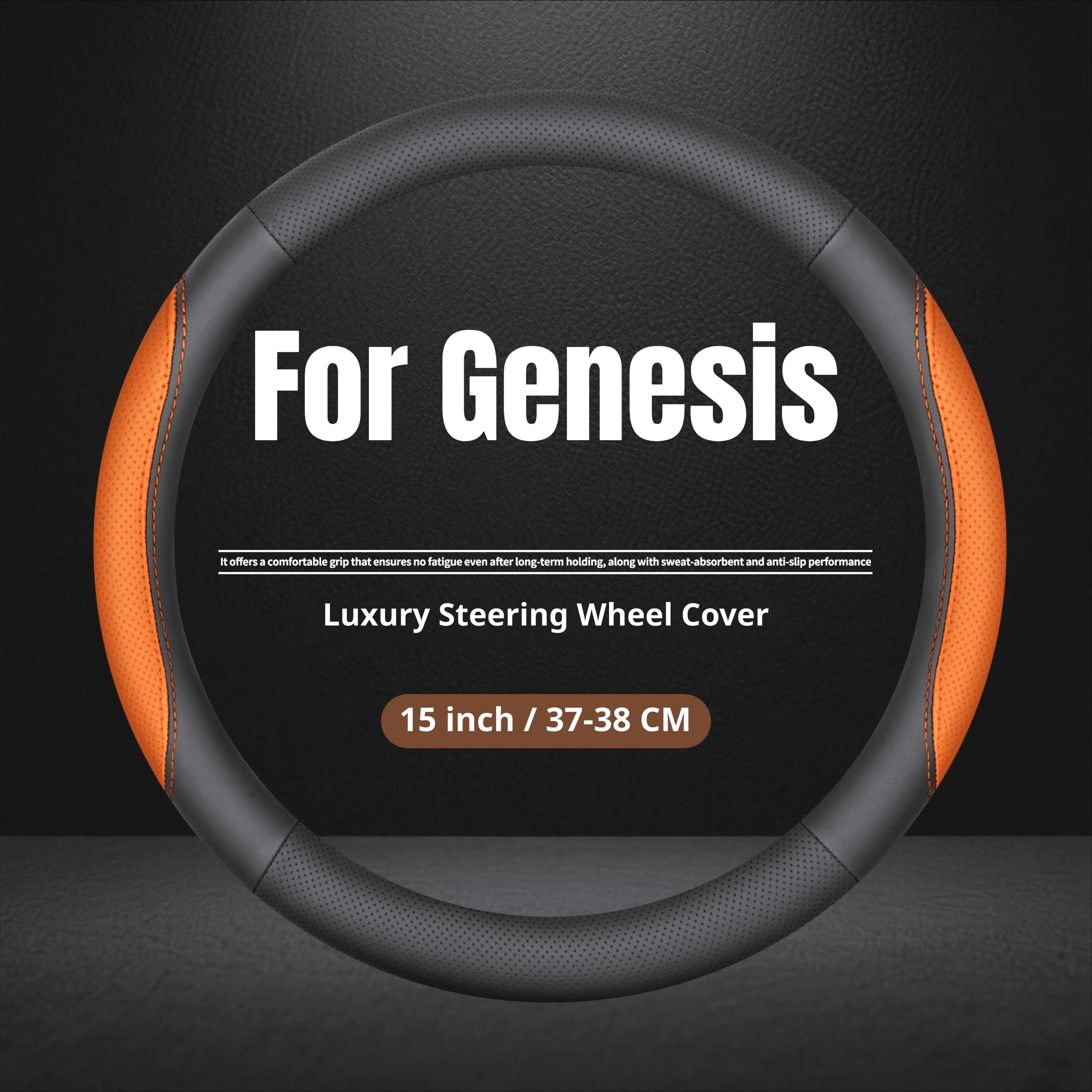 For Genesis Luxury Steering Wheel Cover Ultra Thin 37-38CM Fit G70 G80 G90 GV60 GV70 GV80 GV90 Electrified Auto Interior Parts