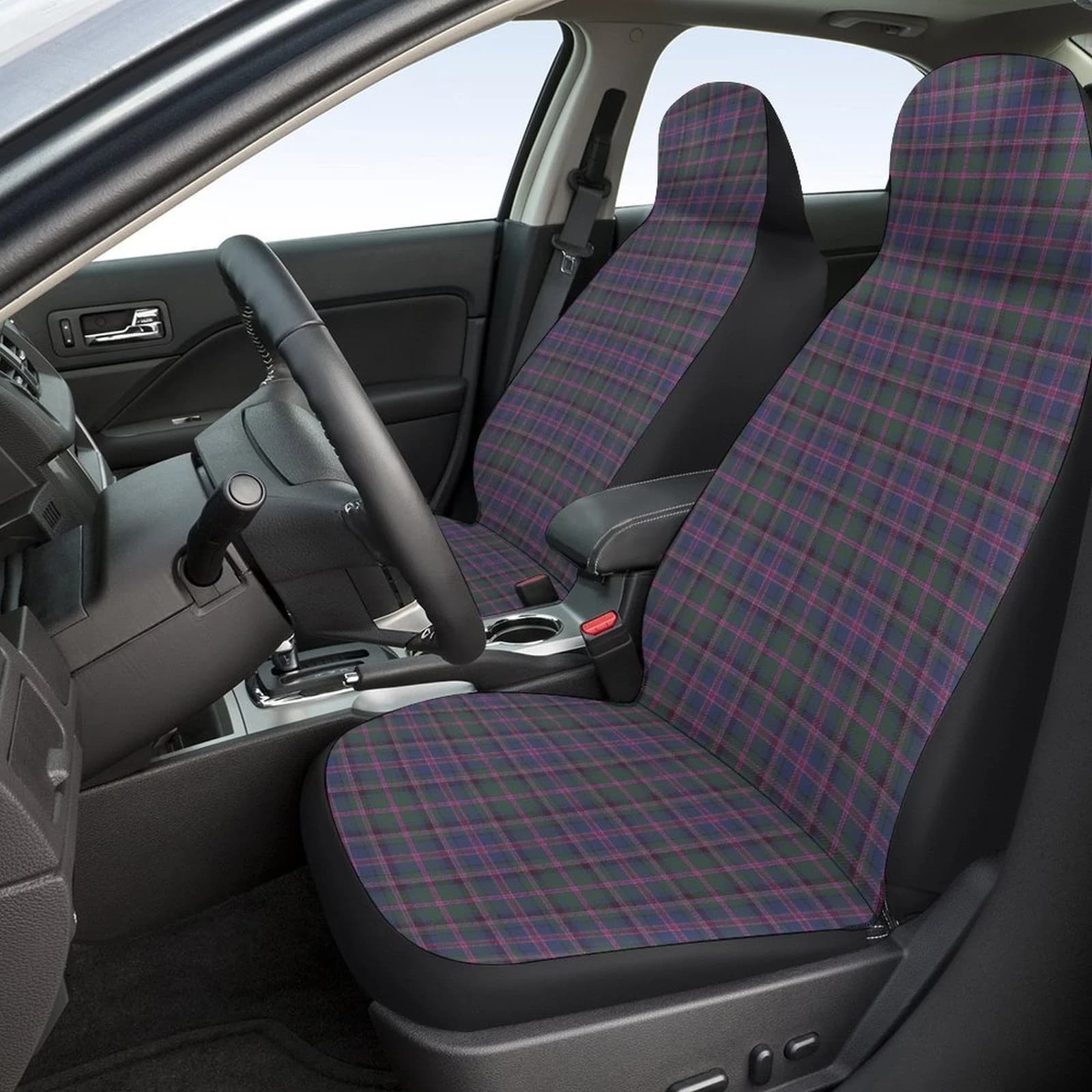 2 pezzi di coperture interne per auto con motivo a righe stile casual, traspiranti e antiscivolo, coperture anteriori per auto.