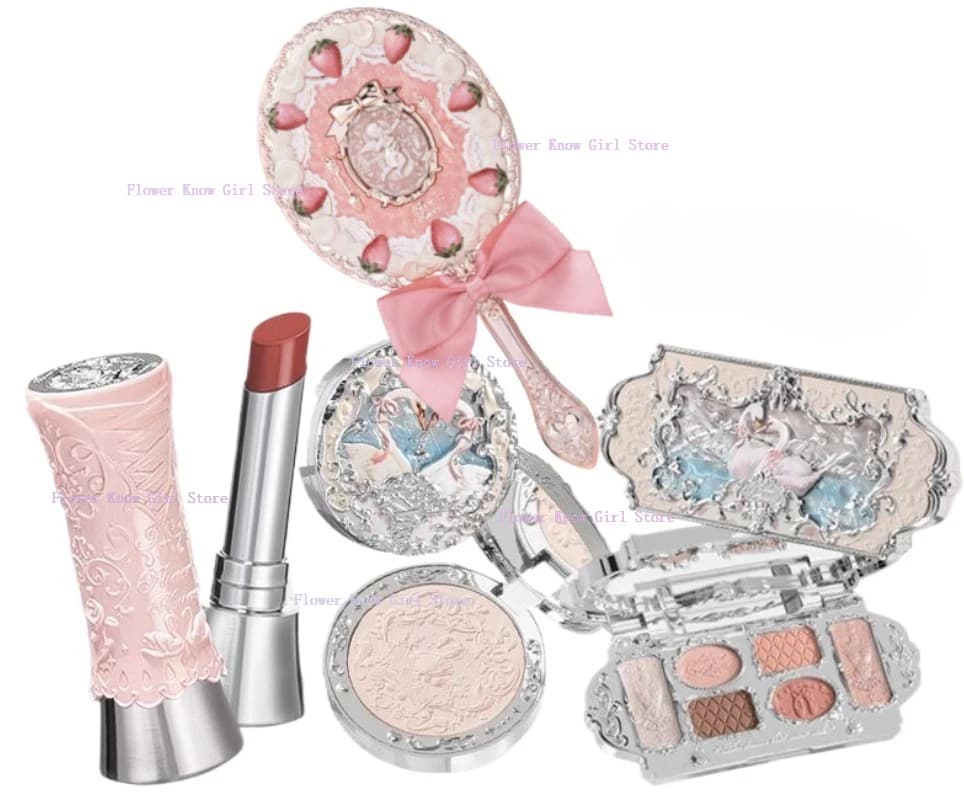 Flower Knows Make-up Set Swan Ballet Rossetto Blush Series Gift Pack for Portable Mirror Makeup