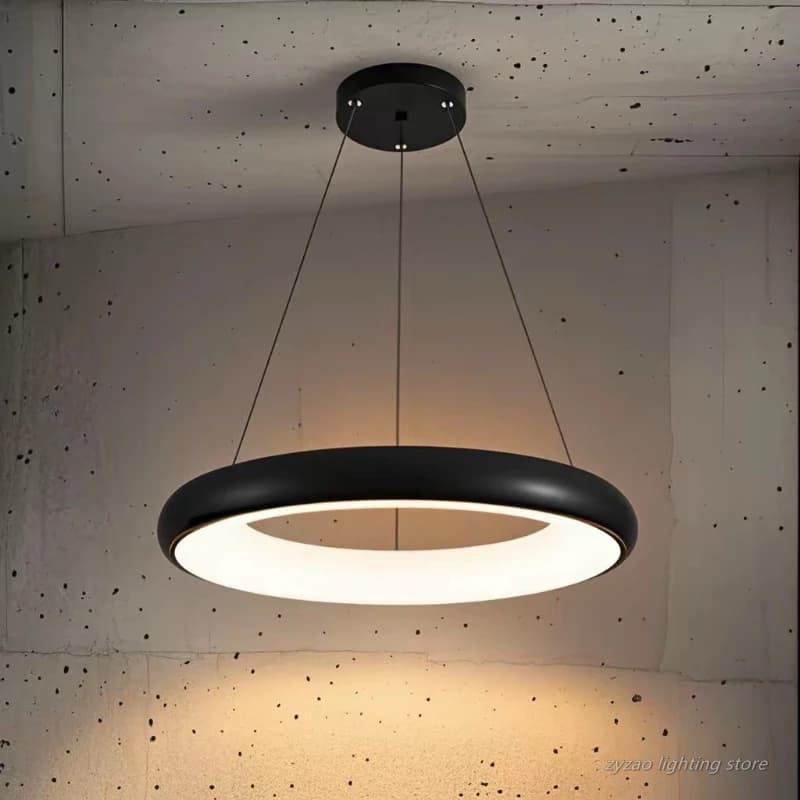 Lampada a sospensione ad anello a LED Lampada a sospensione in ferro moderno e minimalista nordico soggiorno tavolo da pranzo bancone bar apparecchi di illuminazione per camera da letto