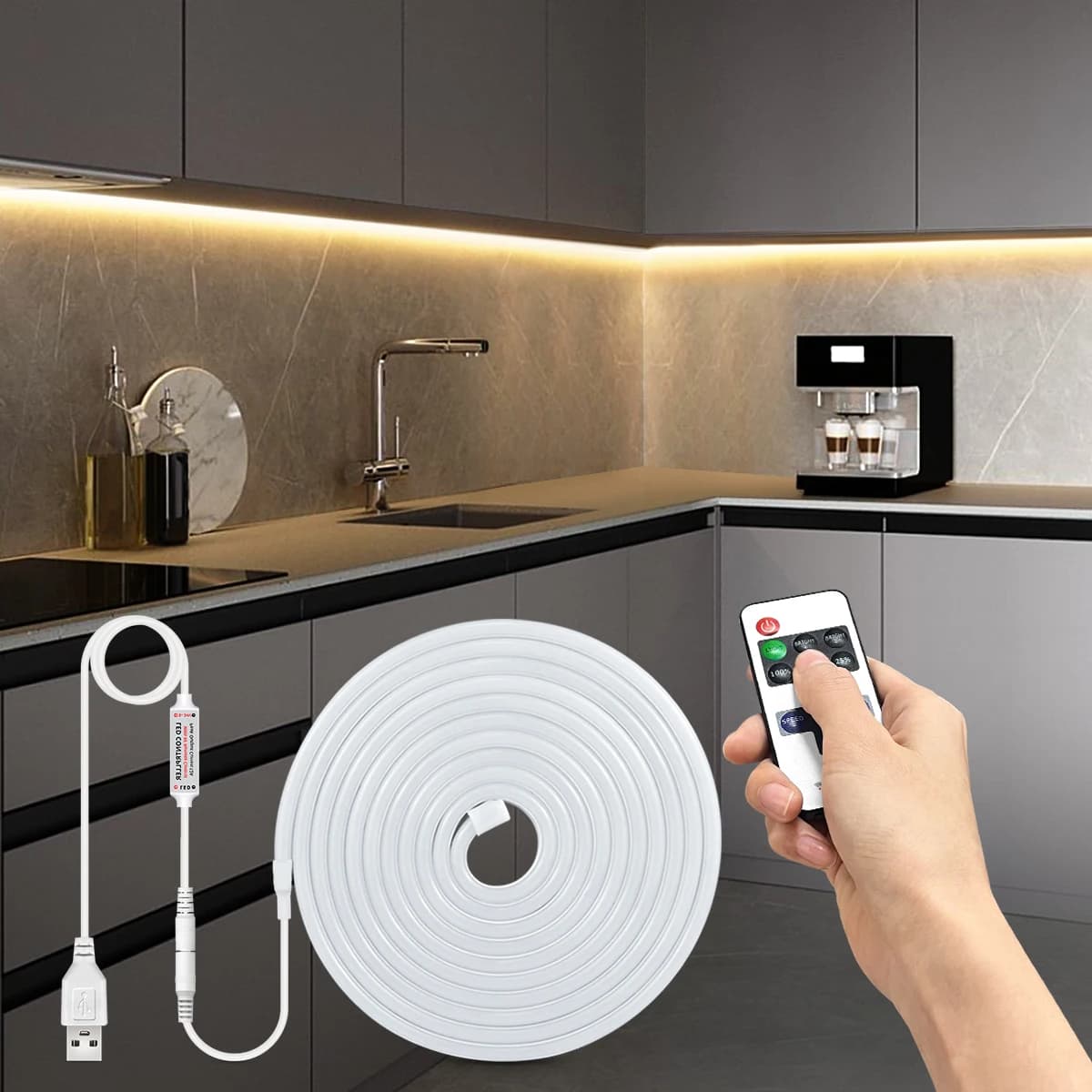 1M 2M 3M Dimmable LED under the lights of USB 5V Neon Strip Wireless RF remote control switch FAI DA TE Kitchen Bathroom cabinet lamp