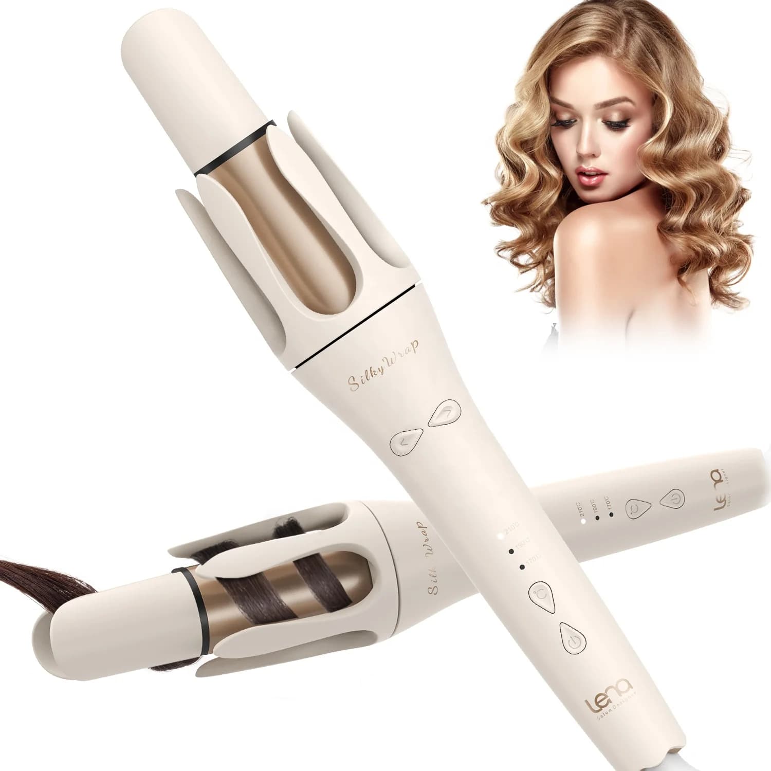 Bacchetta per bigodino automatico per capelli con ferro arricciacapelli rotante automatico professionale elettrico con canna in ceramica ionica da 360 gradi