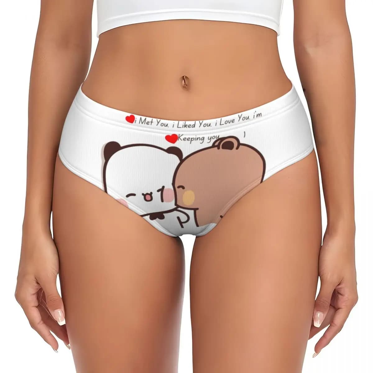 Mutandine personalizzate Bubu Dudu Panda e Brownie Bear per donna, intimo elasticizzato confortevole, regali di San Valentino