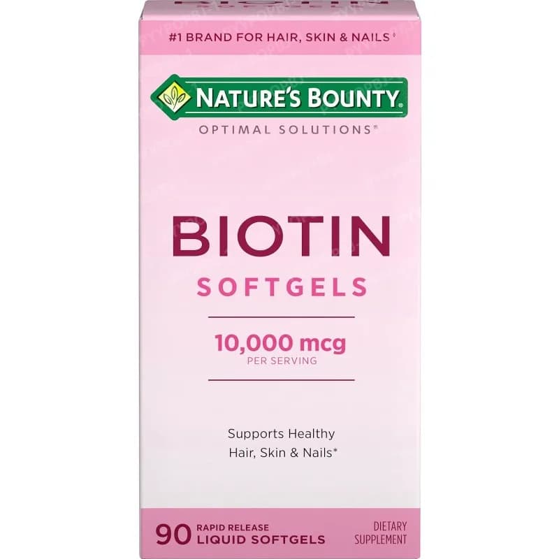 Biotin supplement 10000mcg Nature's Bounty for Hair, Skin and Healthy Nails, Excellent Solutions, Hair Vitamin