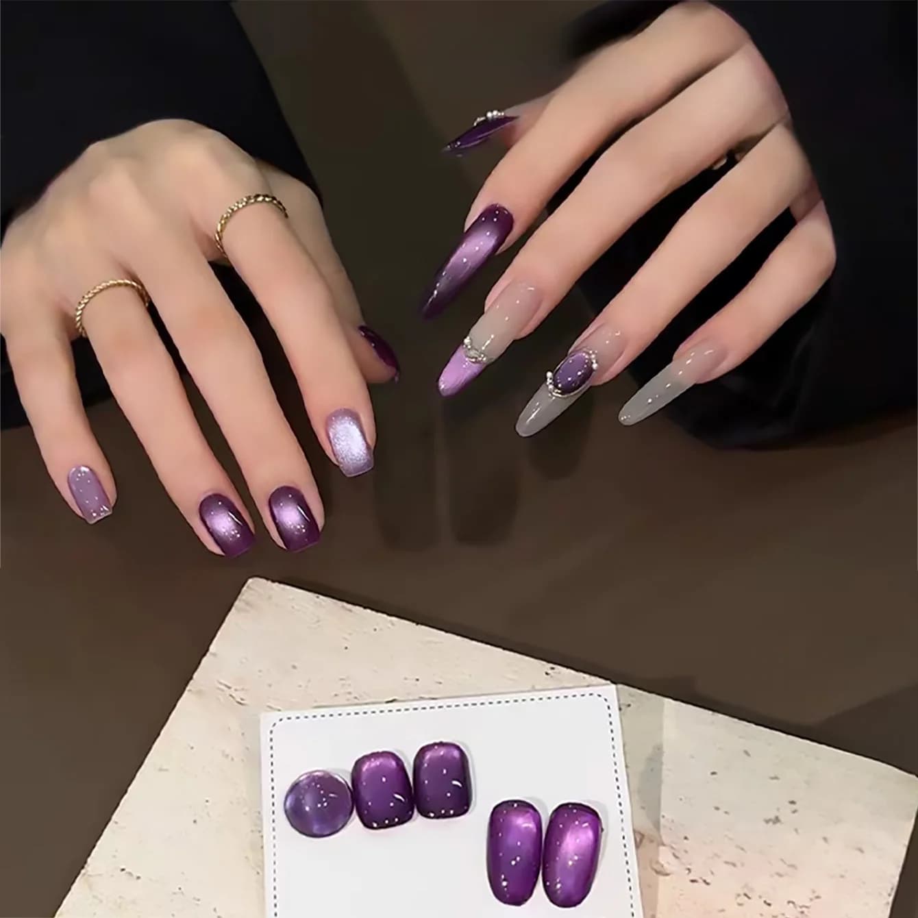 1 pz ZH Smalto Semipermanente Gel Effetto Occhio di Gatto Viola Incantevole 2026 Nuova Collezione Estiva Avanzata con Perle di Vetro Viola Effetto Occhio di Gatto per Nail Art