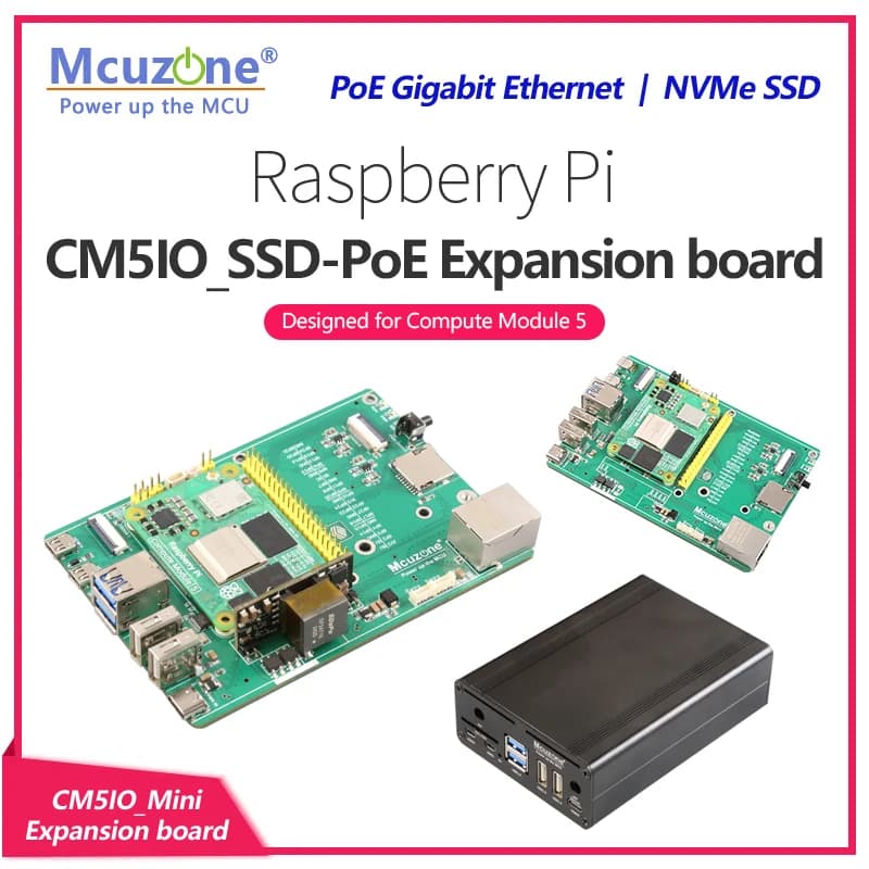 Scheda Raspberry Pi CM5IO_SSD-PoE, NVMe SSD, Ethernet POE 5V4.5A. CAN scalabile, UART, 8ADC, ISO RS485, RS232,4G LTE