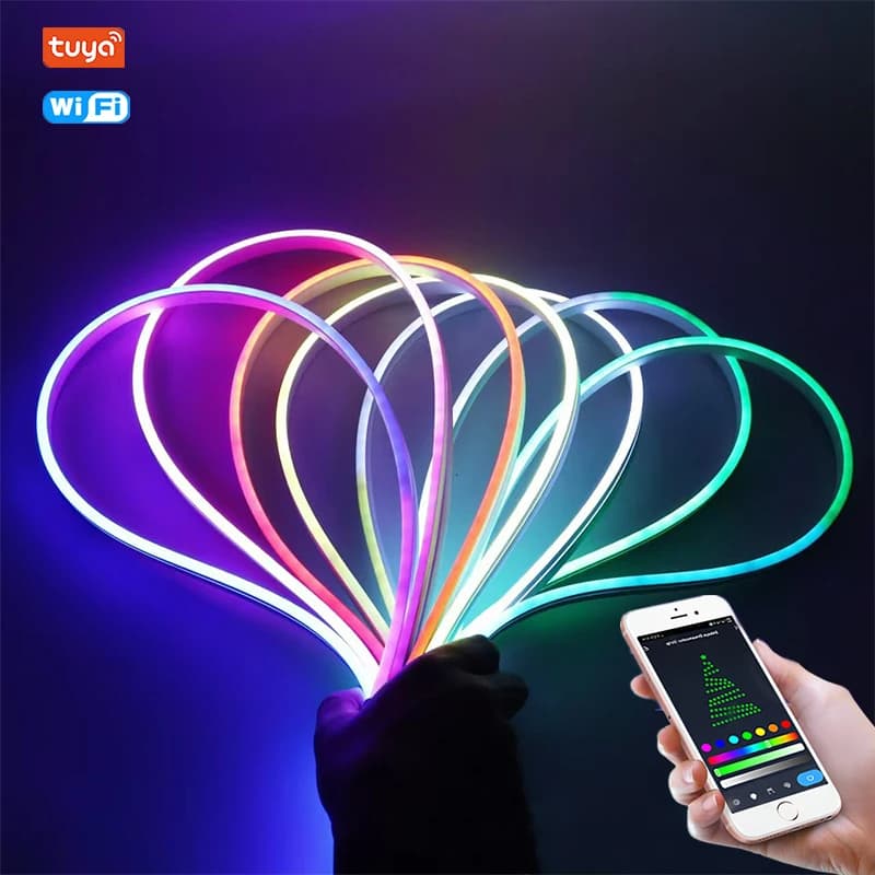 12V RGBIC Led Neon Strip 96LEDs/M 1M 2M 3M 4M 5M TUYA WIFI,Bluetooth,Remote EU/AU/UK/US plug RGB IC Led Neon Rope Home Decor
