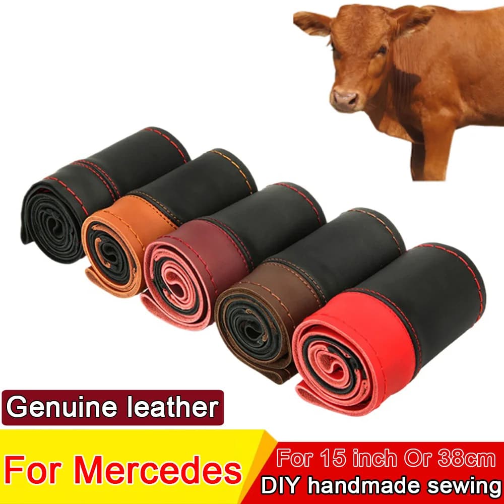 Nuovo FAI DA TE Coprivolante Dell'automobile Ultrasottile Copertura Protettiva In Vera Pelle Per Mercedes Benz AMG Classe SS W204 W205 W212