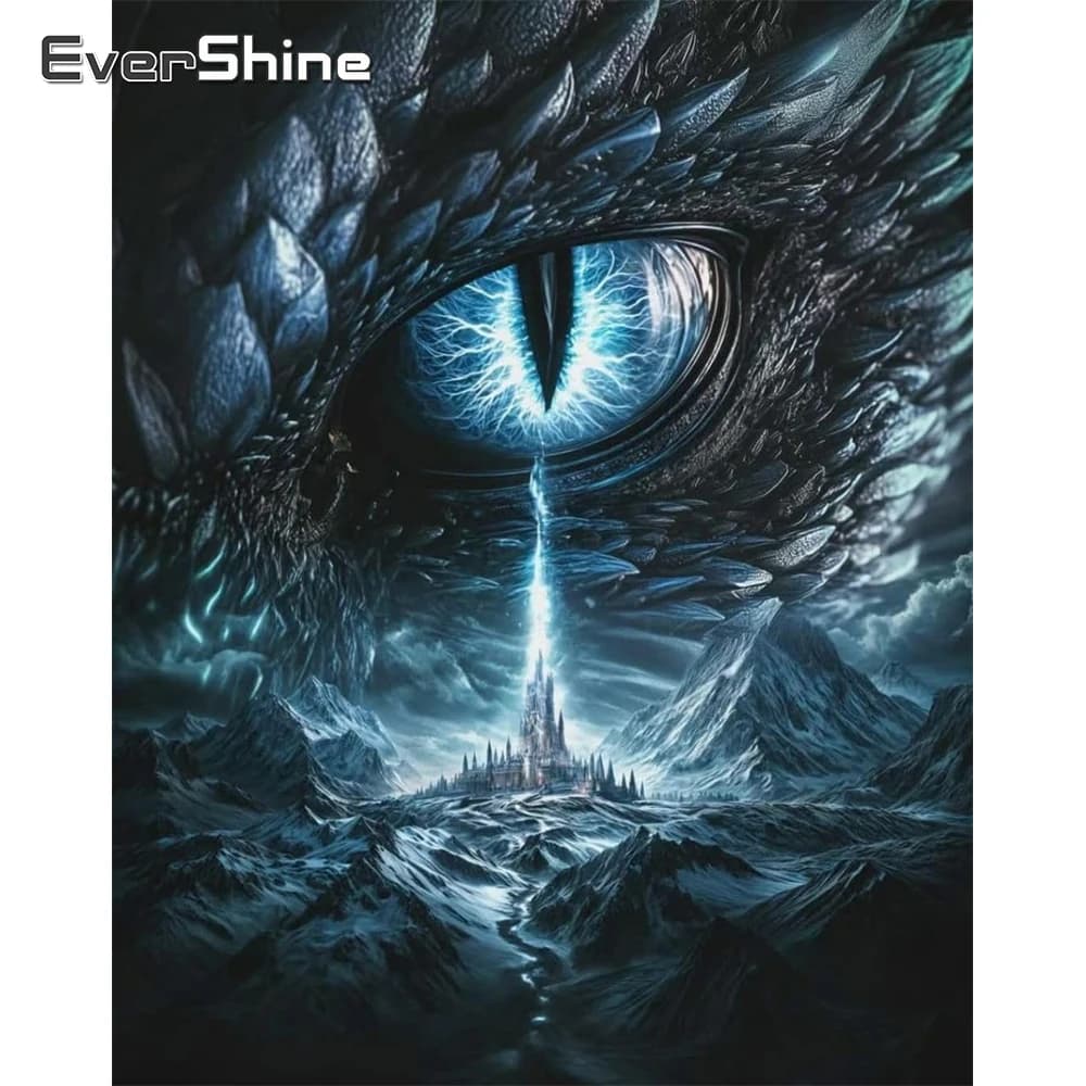 Evershine Dragon Eye Pittura diamante Animale Acrilico Forniture artigianali Diamante Mosaico Castello Casa Ricamo fai da te Decor per la casa