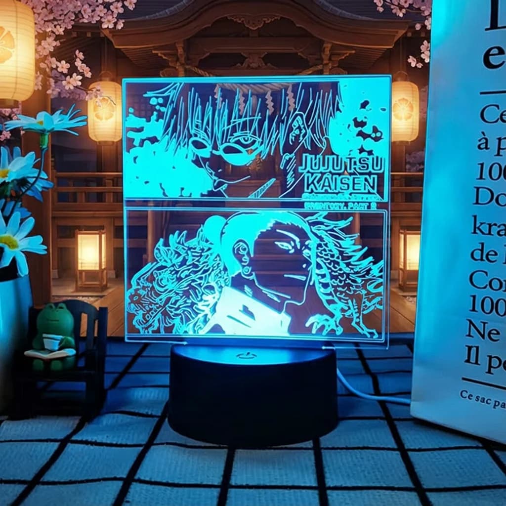 Lampada da Notte 3D Anime Jujutsu Kaisen Ryomen Sukuna, Lampada da Scrivania LED Creativa USB Colorata con Telecomando Touch, Bestseller Manga Giapponese