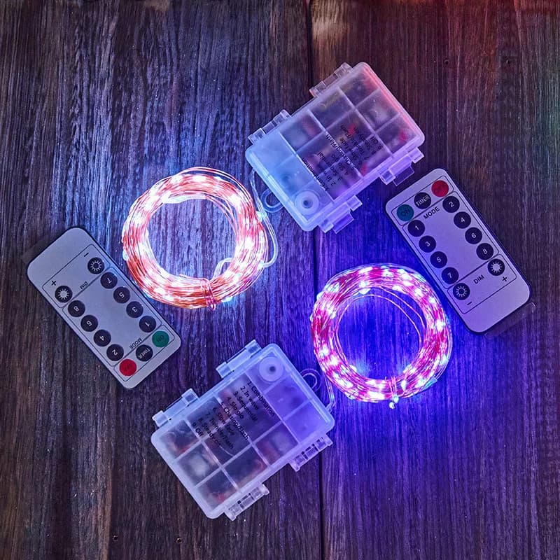Luci Fatate a Batteria 20-200 LED, Luci Scintillanti con Filo in Rame/Argento, Dimmerabili con Telecomando e Timer