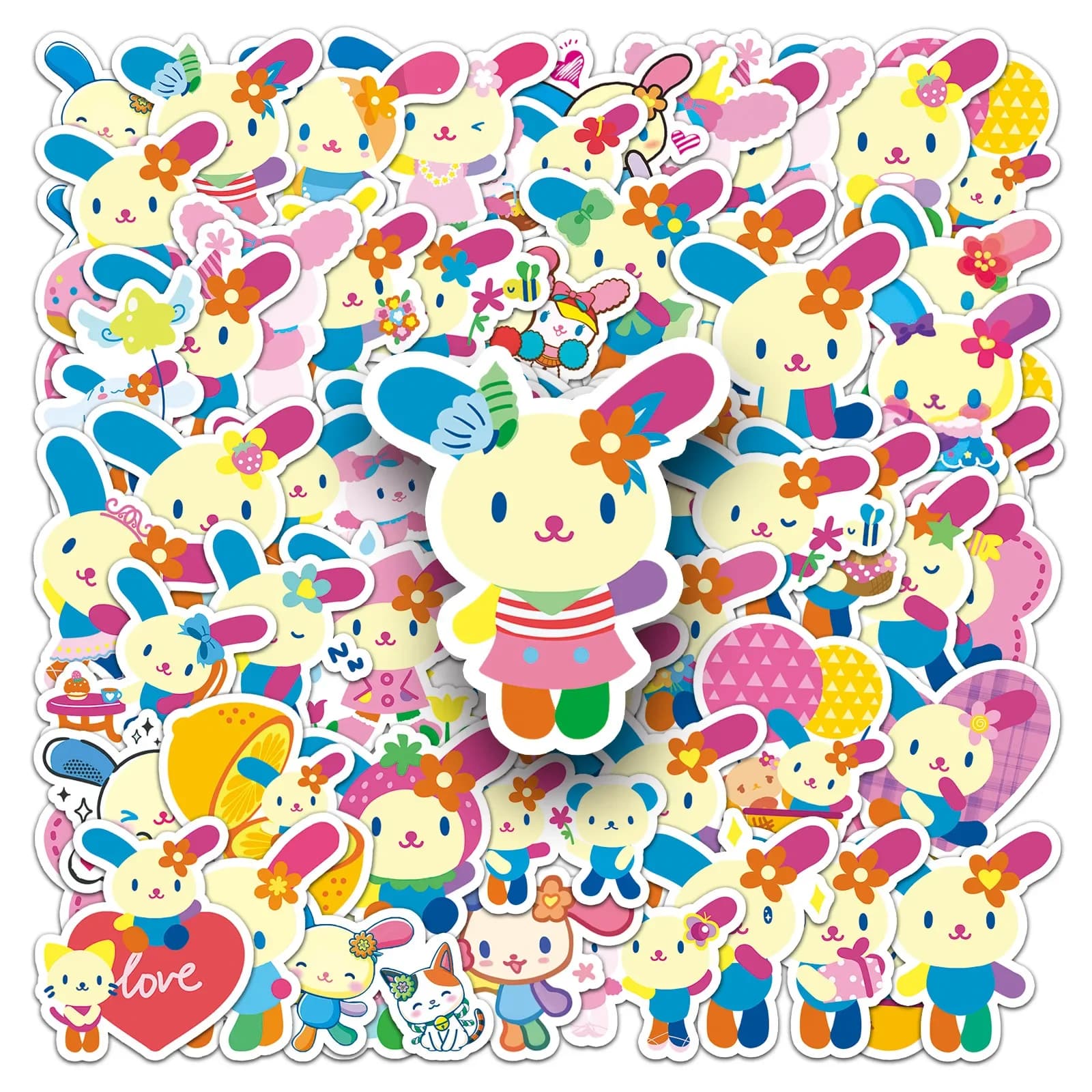 50 Pezzi Adesivi Graffiti Carini Usahana Sanrio, Decalcomanie Kawaii con Conigli, per Quaderni, Telefoni, Scrapbook, Valigie, Giocattoli Classici per Bambini, Regalo
