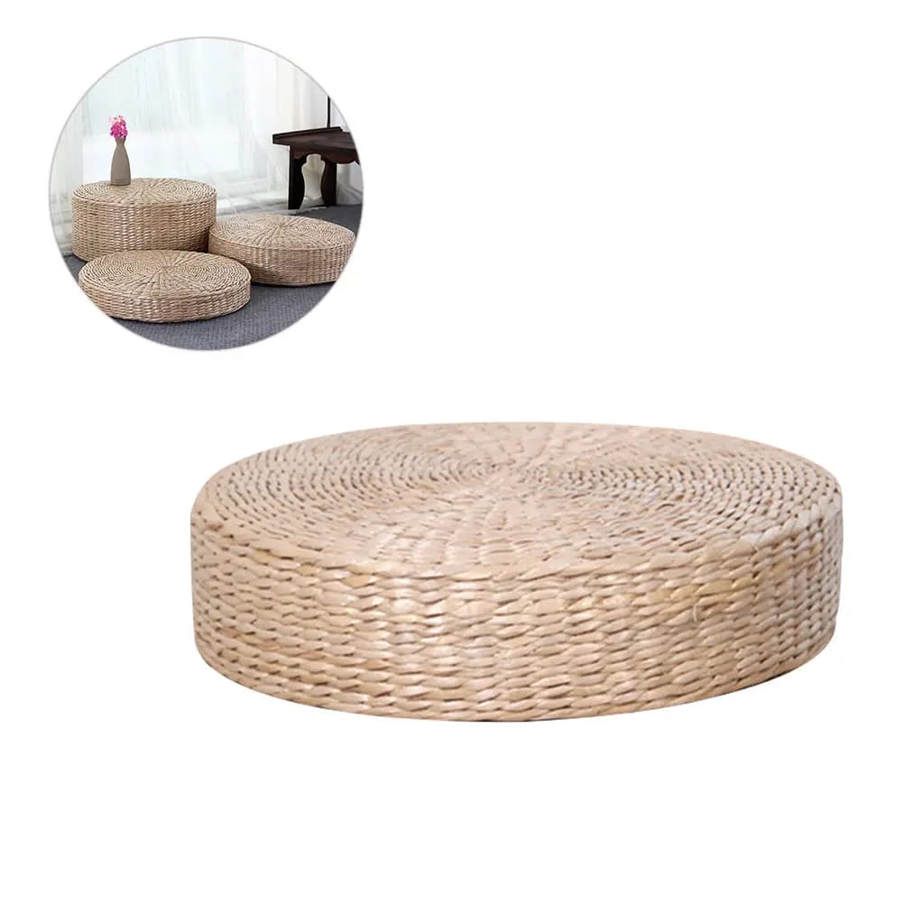 Hand-Woven Tatami Straw Weaving Cushion Round Straw Weave Chair Seat Mat Floor Yoga Meditation Mat Hand-Woven Bay Cushion