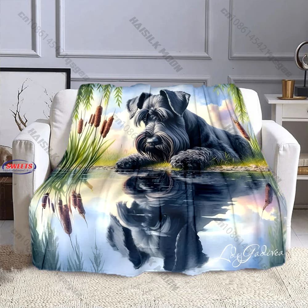 Coperta decorativa con motivo "Dog Reflection Nature" in diverse misure per la cameretta dei bambini e degli adulti, per il soggiorno e il divano, regalo raffinato