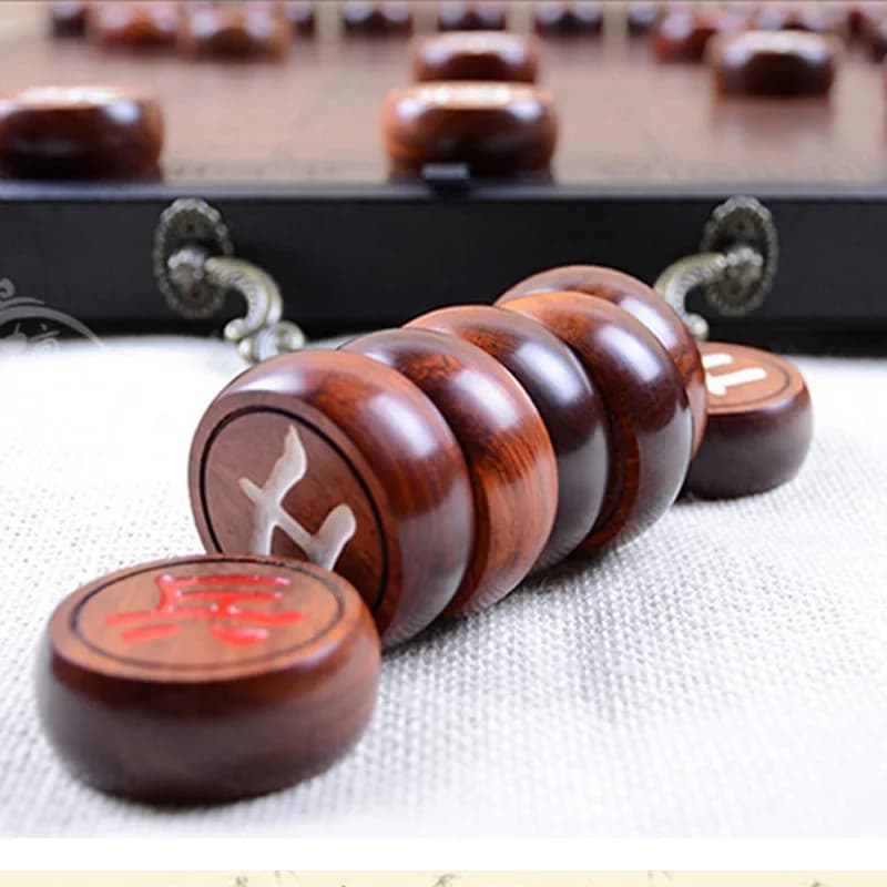 BSTFAMLY Scacchi cinesi Scatola pieghevole in legno rosso Taglia 5 Vecchio gioco di Go Xiang Qi International Dama Giocattolo pieghevole Regalo No magnetico LC21