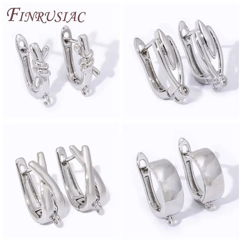 18K Gold Plated Brass Earring Hooks with Zirconia for Creation of DIY Earrings, Closures and Accessories for Women's Earrings