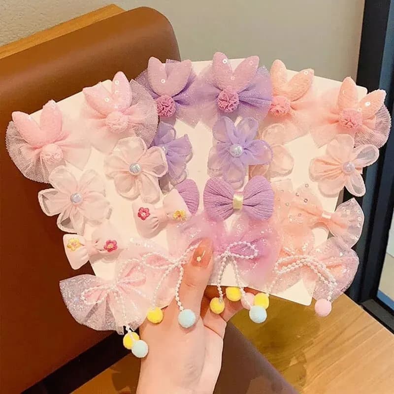 8 pezzi forcine per bambini con fiocco a forma di fiore fermagli per capelli per ragazza in maglia di pizzo dolce e carino mollette da principessa accessori per capelli per bambini