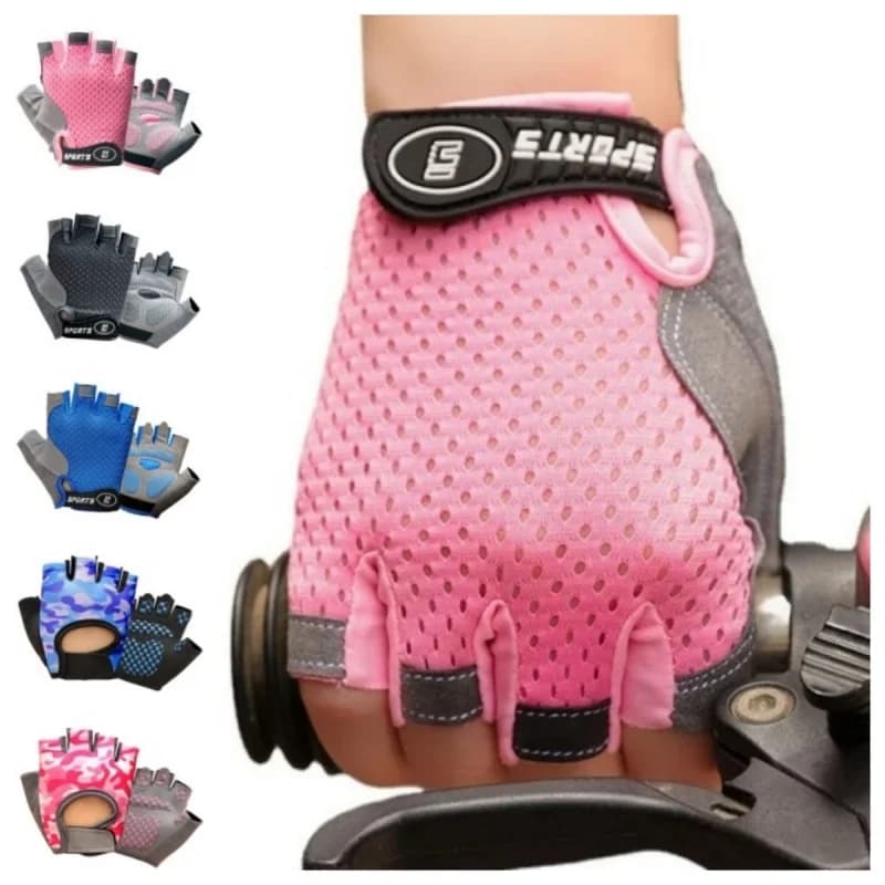 Children's Gloves Mid fingers Outdoor Sports Children Cycling Boys Girls Protection Slim Breathable Summer Gloves Anti-slip