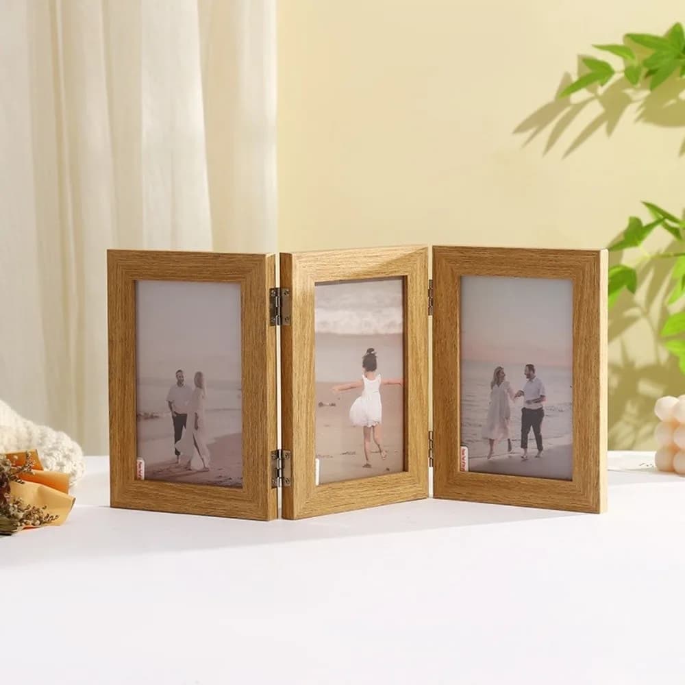 Cornice Fotografica Rettangolare Pieghevole Creativa, Cornice Triplex Durevole da Tavolo, Cornice Moderna e Semplice, Ornamenti e Regali