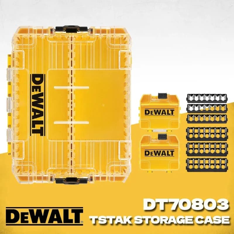 DEWALT DT70803 Cassetta degli attrezzi di grandi dimensioni con divisori rimovibili Organizzatore di piccole parti Custodia impilabile trasparente DT70803-QZ