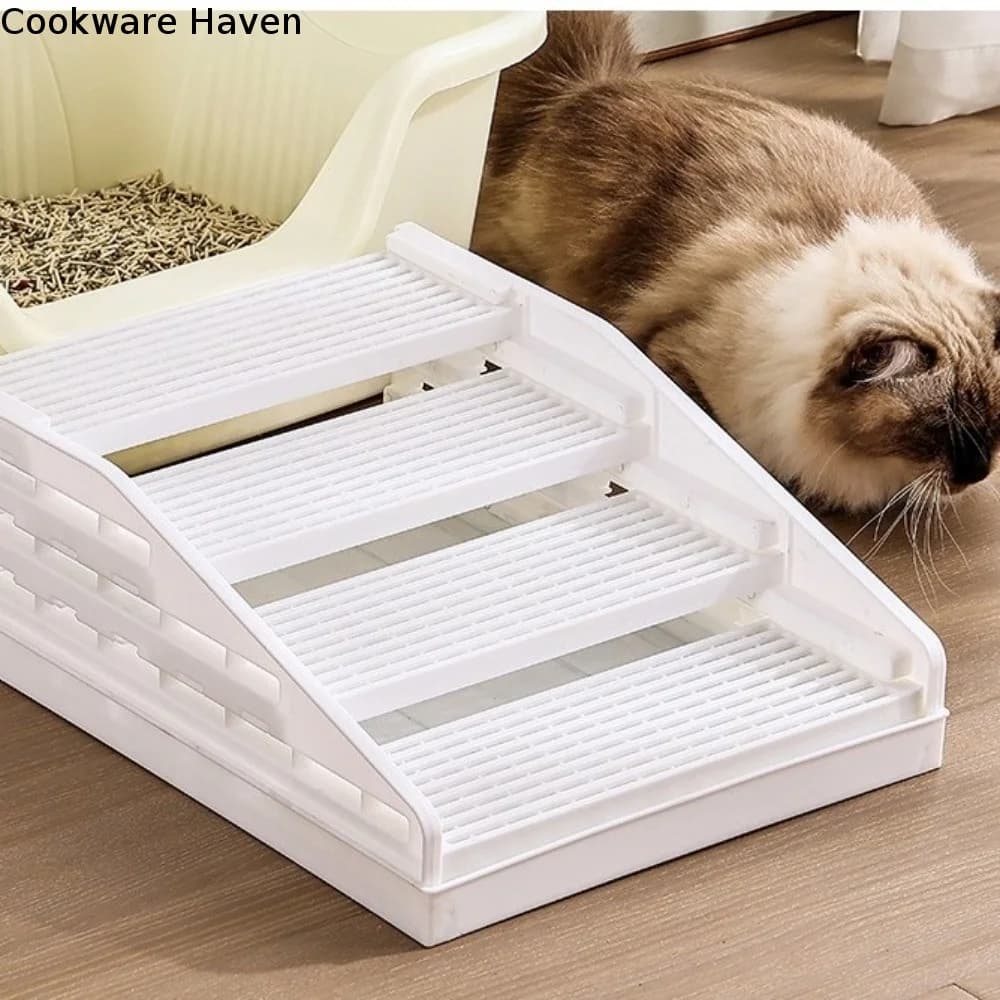 Non Slip Cat Litter Stair Waterproof Filter Function Cat Litter Box Footrest Durable Removable Cat Litter Box Ramp Pet Toilet
