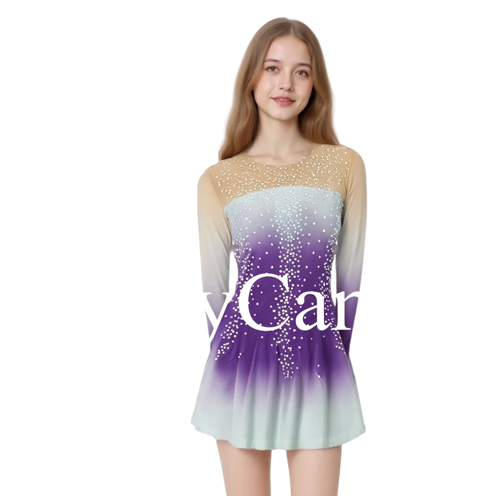 Abito da pattinaggio artistico su ghiaccio per ragazze Spanex Elastico da competizione Abbigliamento da ballo personalizzato BD9418