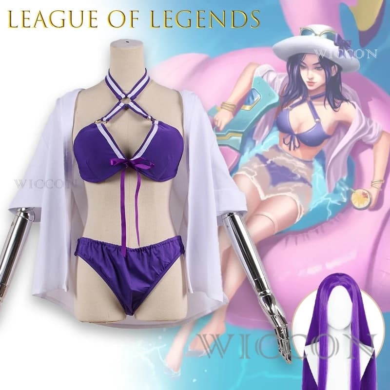 Gioco LOL Pool Party Caitlyn Costume Cosplay Estate Anime Gioco Costume da bagno Halloween Natale Gioco di ruolo