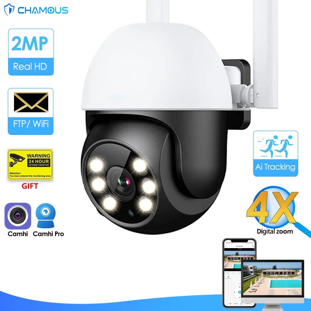 Camhi WiFi IP Camera Outdoor Mini WiFi sorveglianza Cam PTZ Speed Dome 1080P H.265 CCTV Video Street Cam allarme FTP 4X Zoom CamHi