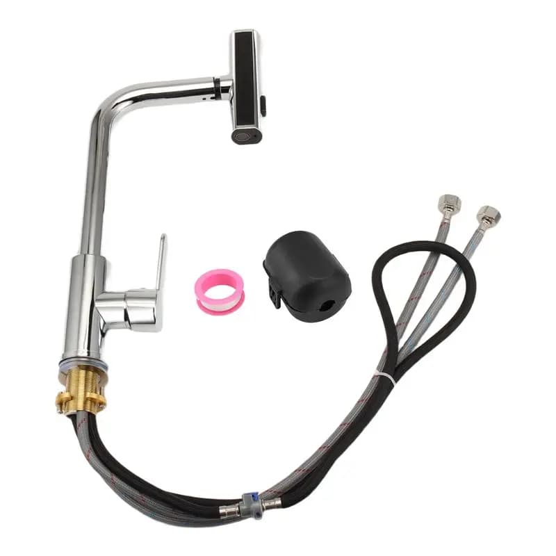ABKJ-Flexible Hot And Cold Water Faucet, Pull Out Kitchen Sink Mixer With Stream Shower Mode, Deck Mounted Design