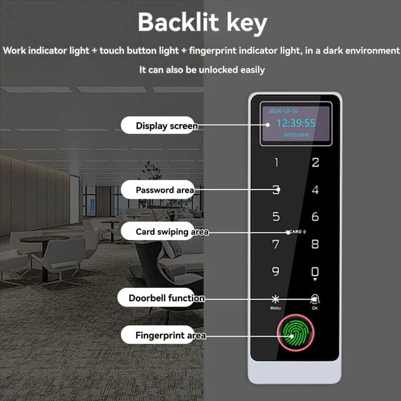 GROCE-Tuya Wifi Smart Door Lock Controller con schermo LCD, scheda IC per impronte digitali NFC IP67 impermeabile, controllo APP