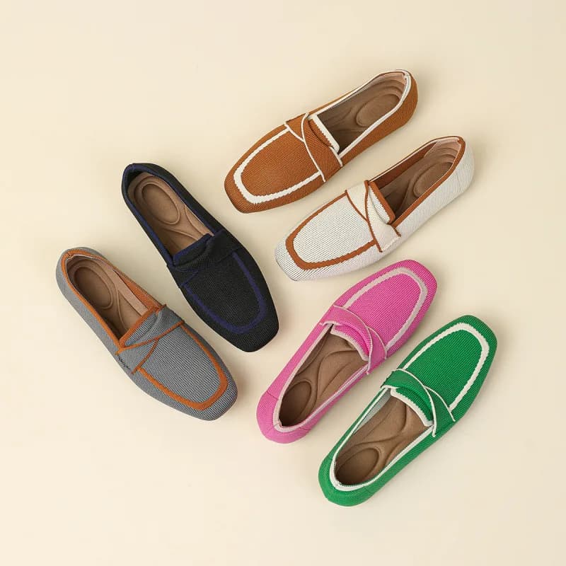 Scarpe Basse da Donna Primavera Estate, Mocassini Traspiranti in Maglia alla Moda, Comode Scarpe da Barca con Punta Rotonda