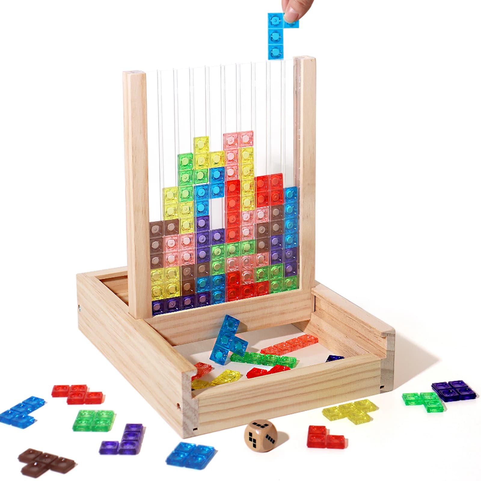 Puzzle Tetris trasparente 3D Pensiero logico Sviluppo del cervello Tetris logico a due giocatori Giocattolo educativo divertente Due versioni disponibili