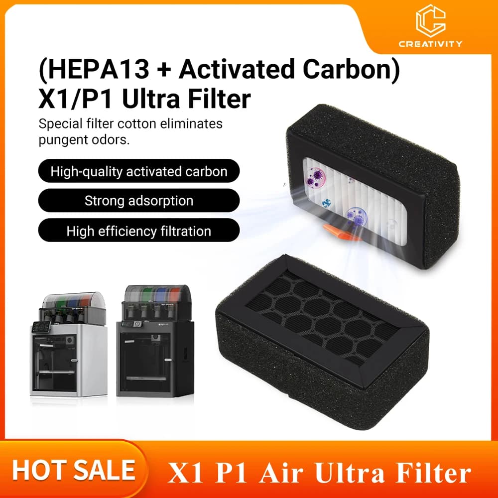 Filtro Aria Creativity Ultra per Stampanti 3D X1 X1C P1P P1S P2S, Accessori, Cartuccia Filtro HEPA 13 + Carbone Attivo