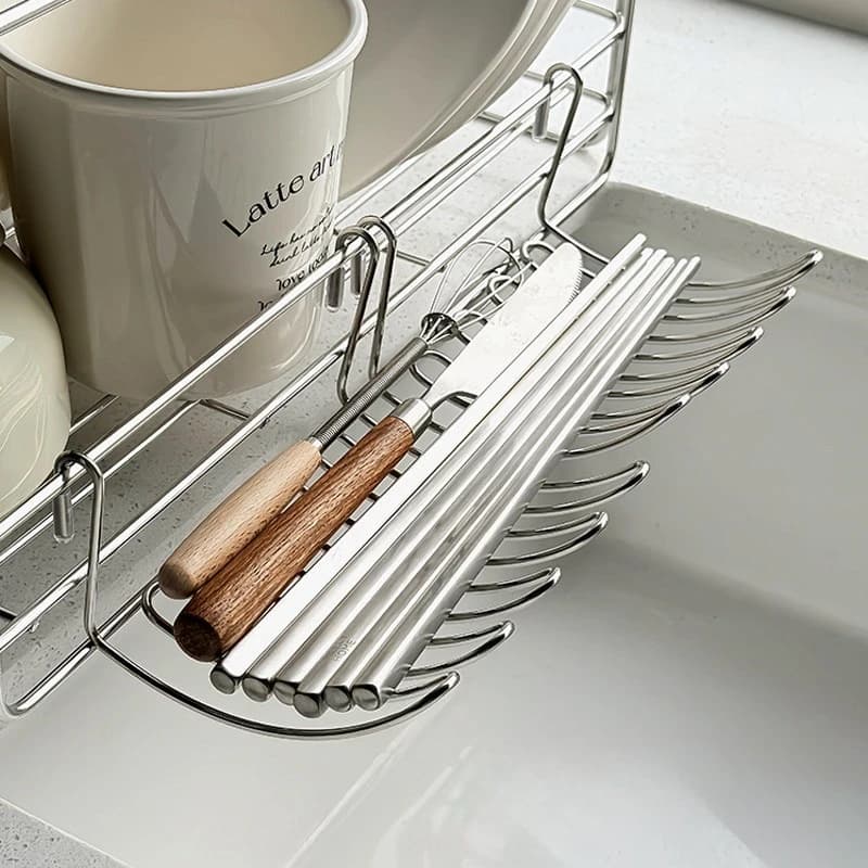 1/2Pcs Stainless Steel Hanging Utensil Drainer Basket Kitchen Dish Rack Cutlery Chopstick Sponge Sink Storage Organizer