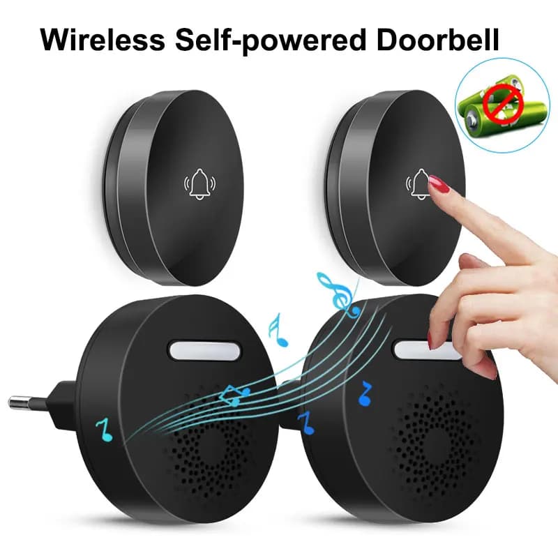 Battery-Free Wireless Doorbell Self-powered Button Welcome Ding Dong Receiver Smart Home Security Device 36 Rings Spina USA/EU