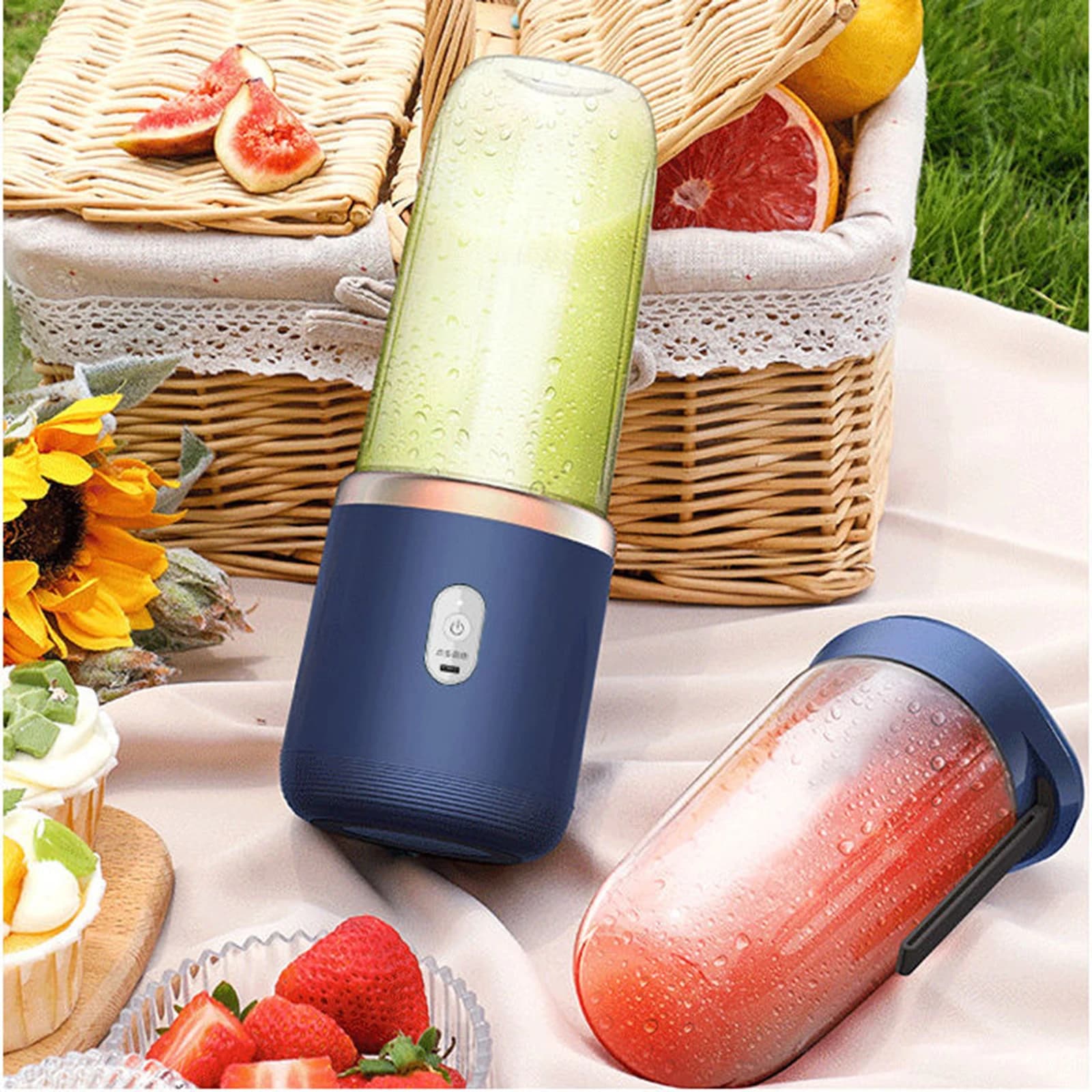 1pc portatile piccolo spremiagrumi elettrico blu/rosa lama in acciaio inossidabile tazza spremiagrumi frutta frullatore automatico frullato utensile da cucina