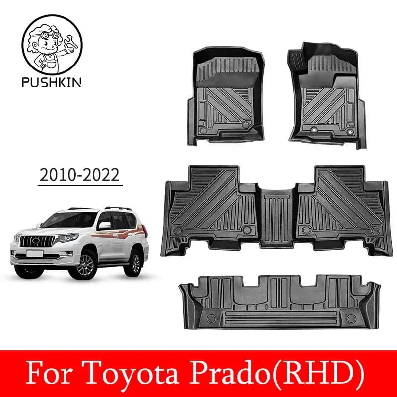 Misura su misura per Toyota Prado LC150 2010-2022 Accessori interni Tappetino per auto Impermeabile TPE ECO Tappetino per auto in gomma 7 posti 5 posti