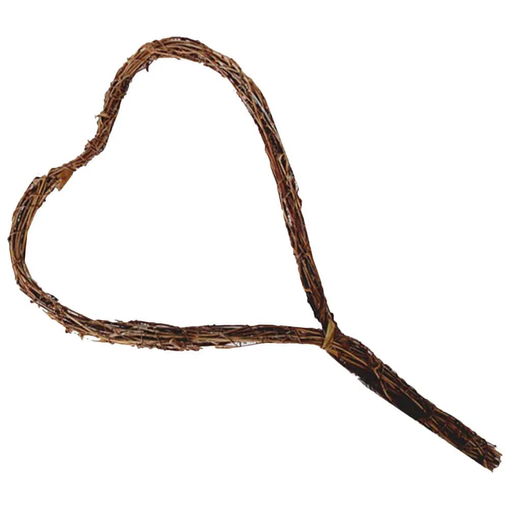 Ghirlanda Naturale a Forma di Cuore in Vimini, Anello Rustico per Ghirlanda con Manico, Base per Decorazioni Fai-da-te per Matrimoni, San Valentino e Feste
