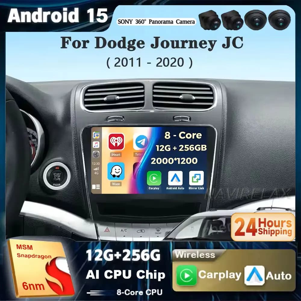Android 15 For Dodge Journey JC 2011 - 2020 Autoradio Multimedia Reader Stereo Wireless Carplay No 2din DVD GPS Navigation 4G BT