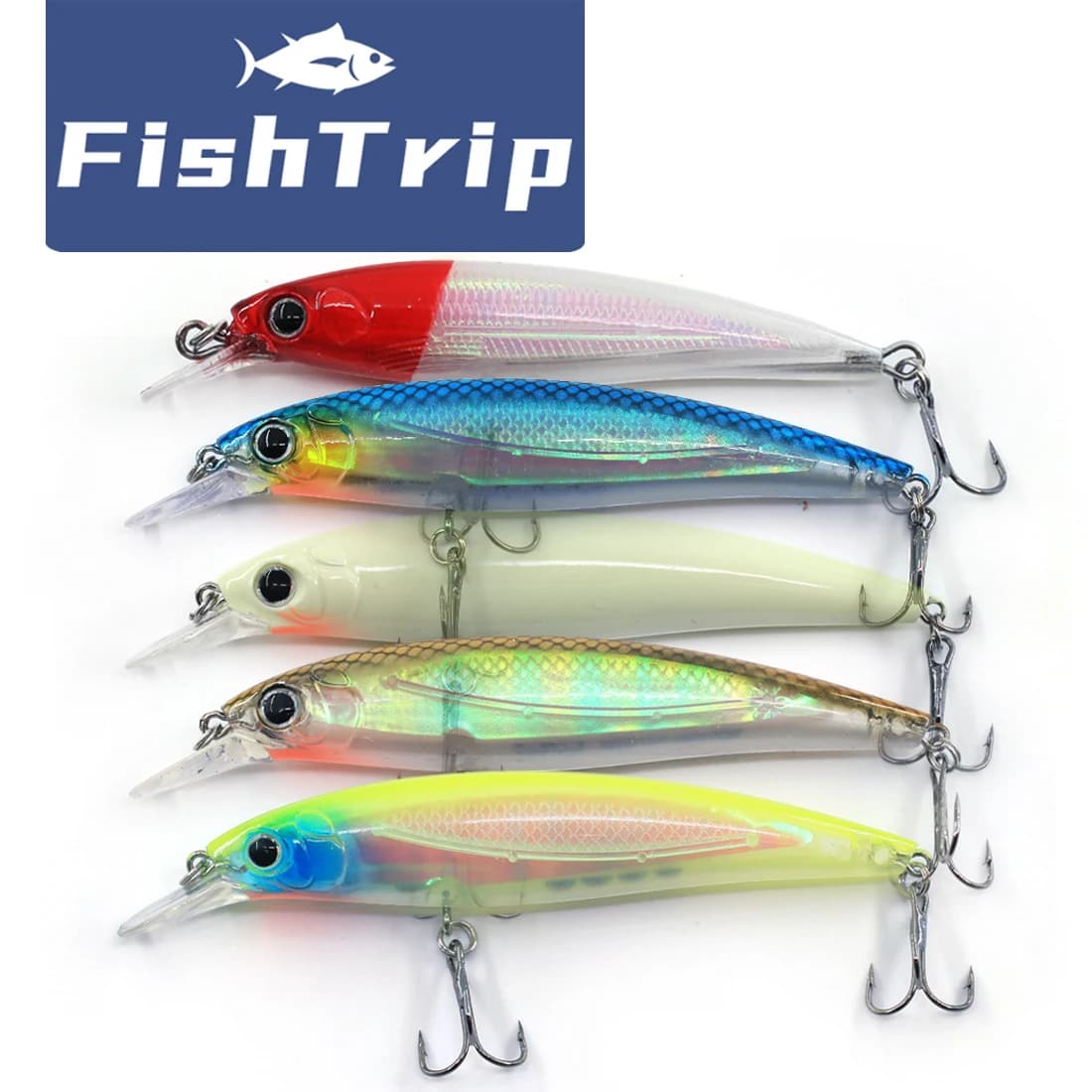 FishTrip Minnow Lure Esca affondante 9 cm ~ 11 cm Esche da pesca Esca dura per spigola, Walleye, trota, salmone, steelhead, luccio settentrionale