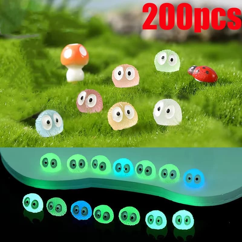 200 pezzi bricchette luminose elfi palla nera sprite anatra figurine decorazioni per la casa incandescente miniatura fata decorazione del giardino accessori