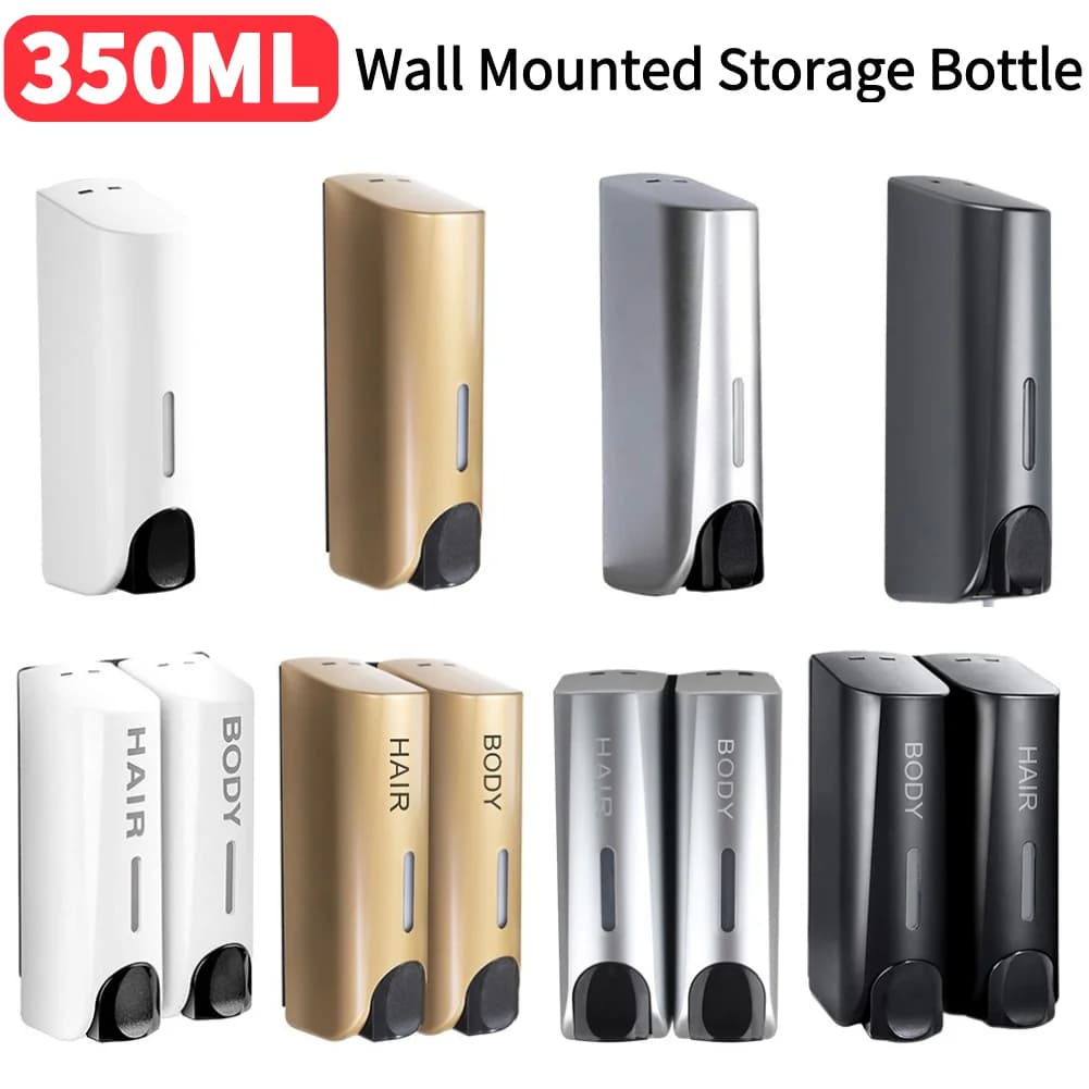 Dispenser di shampoo per bagno doccia da 350 ml Dispenser di sapone per lozione gel doccia impermeabile Montaggio a parete ricaricabile per ristorante di hotel domestici