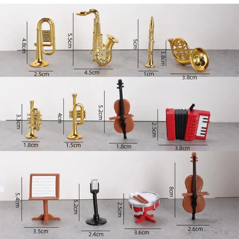 1 Set Home Decor Toy 1:12 Doll House Accessories Dollhouse Miniature Accordion Sax Classical Musical Instrument Model Ornament